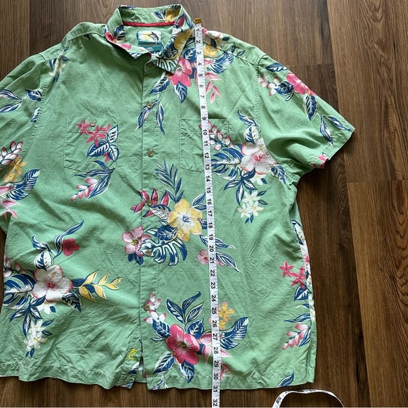 Tommy Bahama Mens Camp Shirt XLX Green Hawaiian Silk Cotton Island Modern Fit - Picture 6 of 7